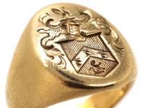 14ct Gold Signet Ring By Tiffany With Crest Intaglio