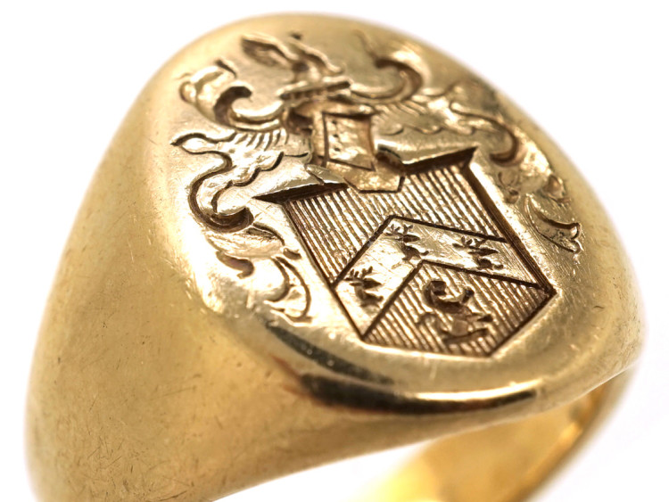 14ct Gold Signet Ring By Tiffany With Crest Intaglio