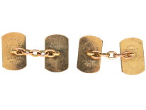 Art Deco 9ct Gold & Silver Rectangular Engine Turned Cufflinks
