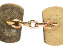 Art Deco 9ct Gold & Silver Rectangular Engine Turned Cufflinks