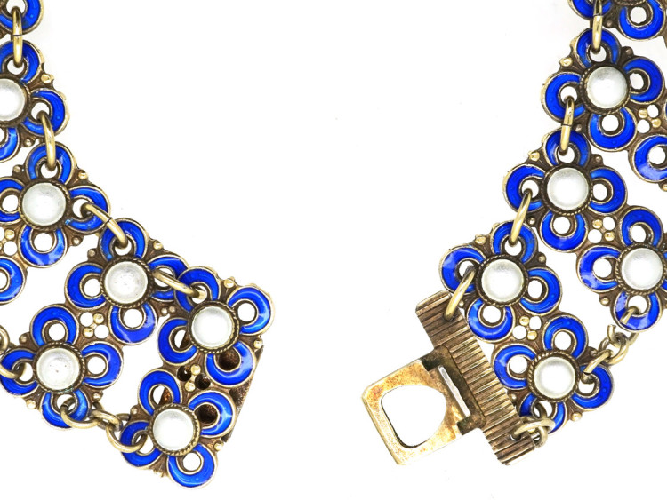 Silver Blue & White Enamel Collar by David Andersen