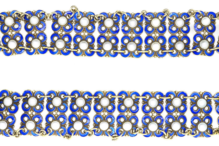 Silver Blue & White Enamel Collar by David Andersen
