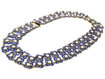 Silver Blue & White Enamel Collar by David Andersen