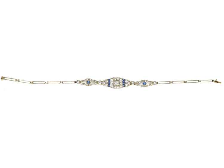 Art Deco 15ct Gold & Platinum, Sapphire & Diamond Bracelet