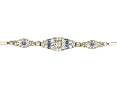 Art Deco 15ct Gold & Platinum, Sapphire & Diamond Bracelet