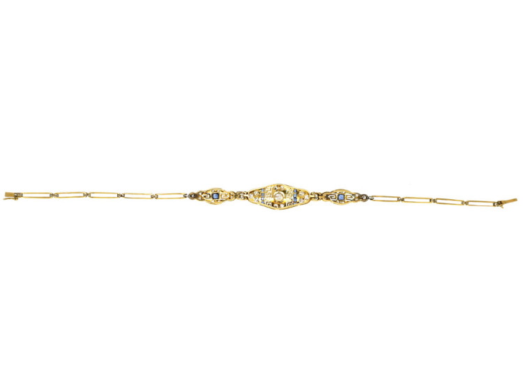 Art Deco 15ct Gold & Platinum, Sapphire & Diamond Bracelet
