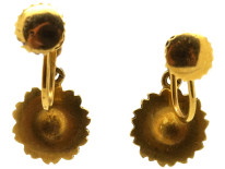 Edwardian 15ct Gold Pearl Flower Cluster Earrings