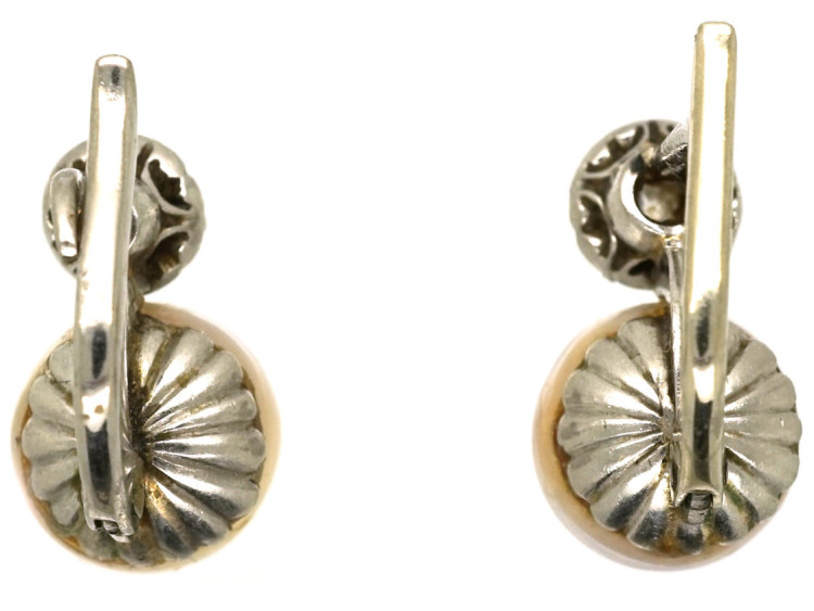 18ct White Gold, Pearl & Diamond Earrings