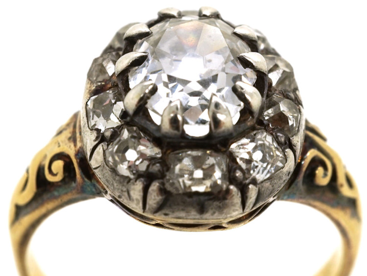 Victorian 18ct Gold Oval Diamond Cluster Ring