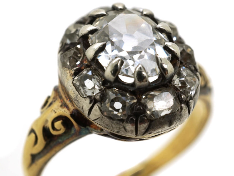 Victorian 18ct Gold Oval Diamond Cluster Ring