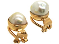 18ct Gold Clip On Pearl Earrings