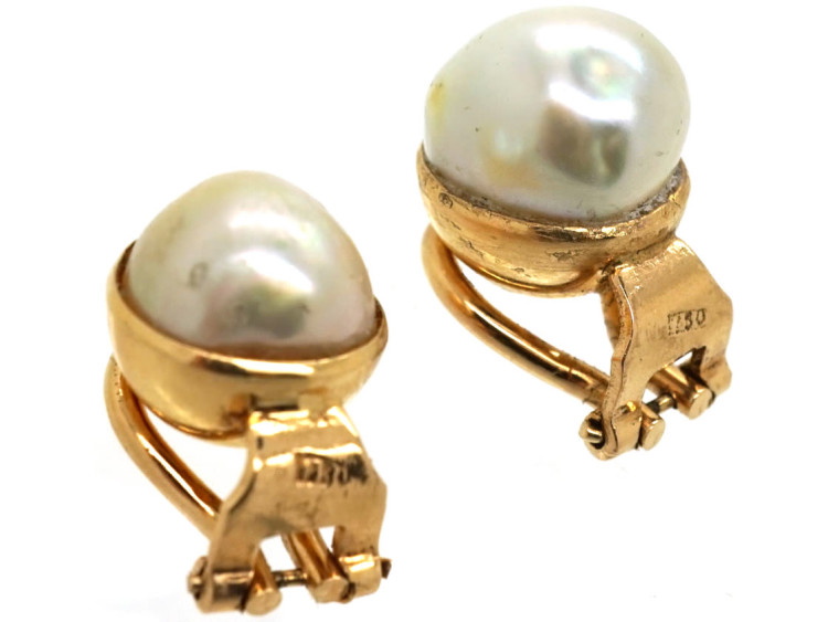 18ct Gold Clip On Pearl Earrings
