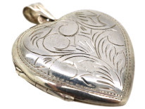 Engraved Silver Heart Shaped Locket