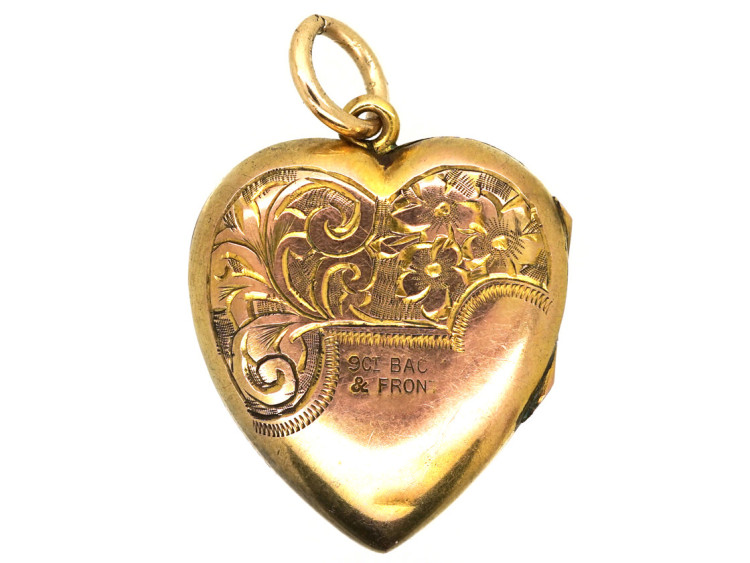 Edwardian 9ct Back & Front Heart Shaped Locket