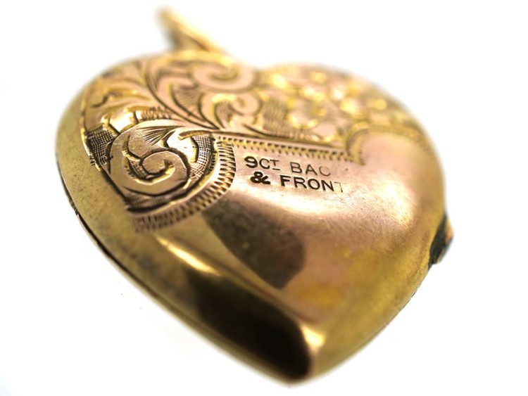 Edwardian 9ct Back & Front Heart Shaped Locket