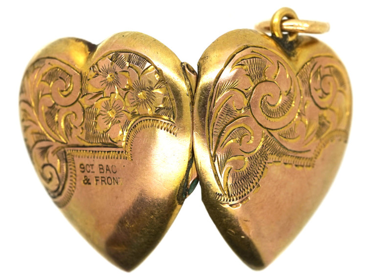 Edwardian 9ct Back & Front Heart Shaped Locket