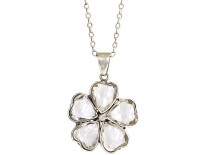 Rock Crystal Pansy Pendant on Silver Chain