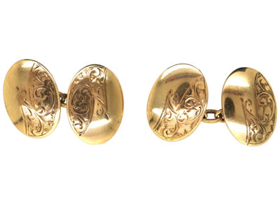 Edwardian 9ct Gold Oval Cufflinks