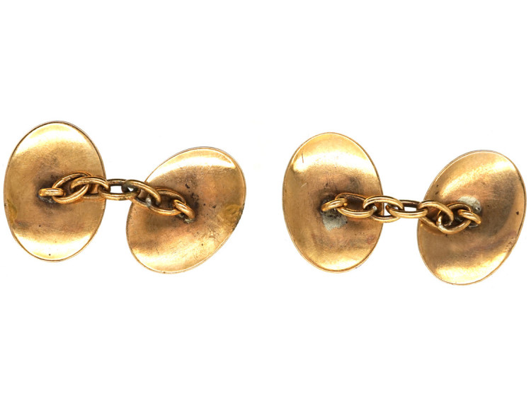 Edwardian 9ct Gold Oval Cufflinks
