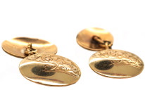 Edwardian 9ct Gold Oval Cufflinks