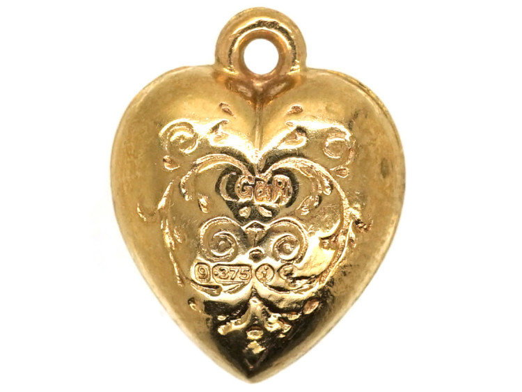 9ct Engraved Gold Heart Charm
