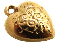 9ct Engraved Gold Heart Charm