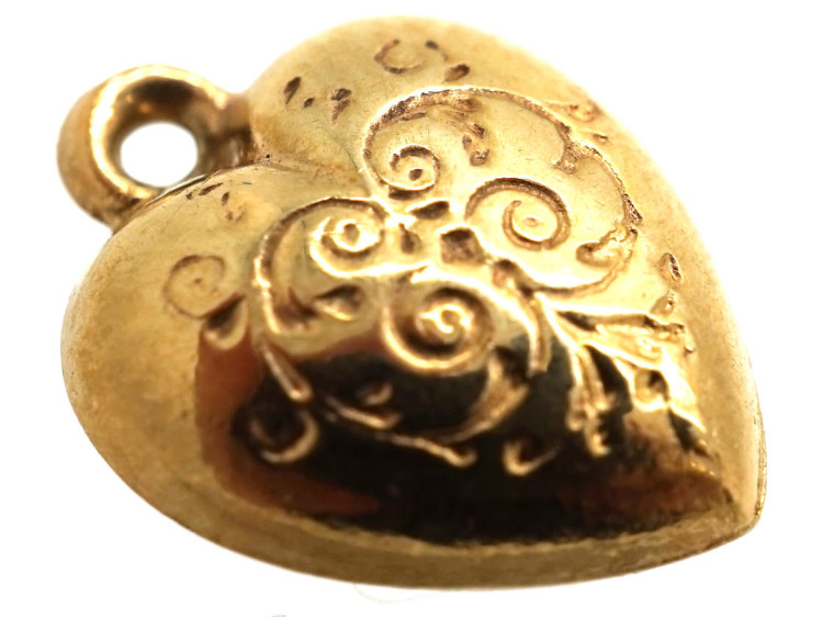 9ct Engraved Gold Heart Charm