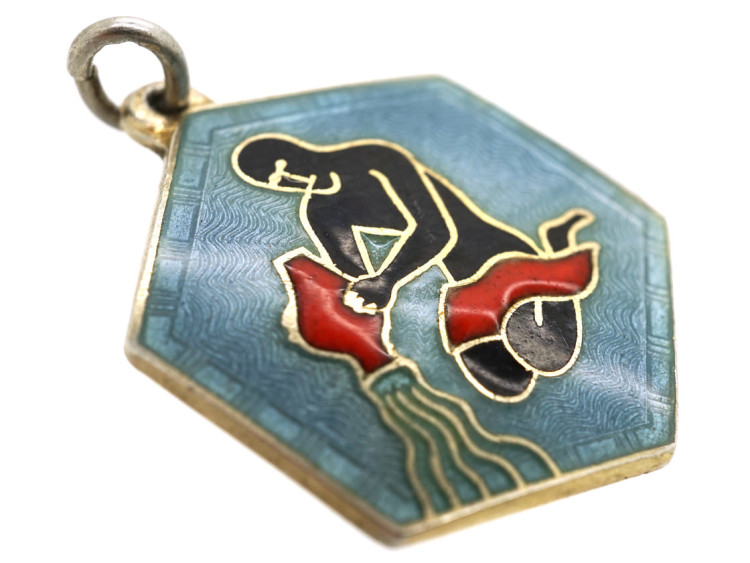 Aquarius Silver & Enamel Charm by David Andersen