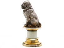 Edwardian Silver & White Enamel Pug Seal by Asprey