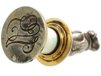 Edwardian Silver & White Enamel Pug Seal by Asprey