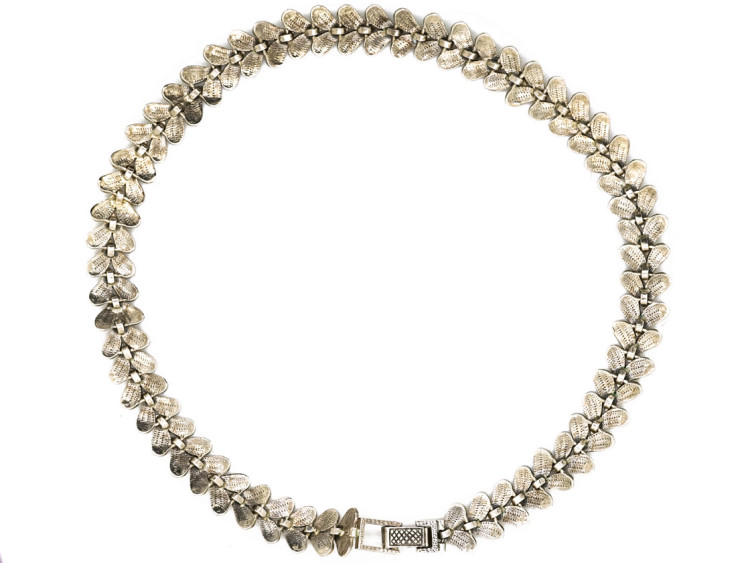 Silver & Marcasite Leaf Necklace