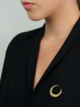 Victorian 15ct Gold & Natural Split Pearl Crescent Brooch in Original Case