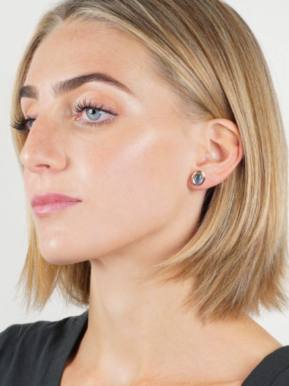 14ct Gold & Oval Moonstone Stud Earrings