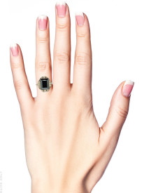 French Art Deco Silver, Haematite & Marcasite Ring