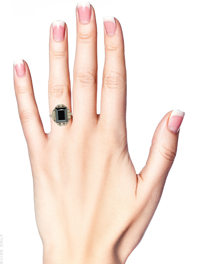 French Art Deco Silver, Haematite & Marcasite Ring