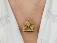 Georgian 18ct Gold Seal with Bloodstone Crest Intaglio with Lion Rampant