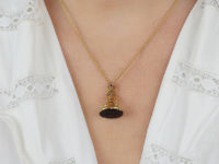 Georgian 15ct Gold Seal with Amethyst Intaglio of Edmond Halley & His Comet