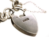 Silver Curb Bracelet With Heart Padlock