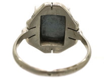 French Art Deco Silver, Haematite & Marcasite Ring