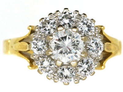 18ct Yellow & White Gold, Diamond Daisy Cluster Ring