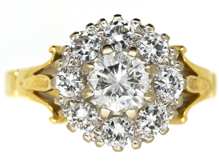 18ct Yellow & White Gold, Diamond Daisy Cluster Ring