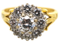 18ct Yellow & White Gold, Diamond Daisy Cluster Ring