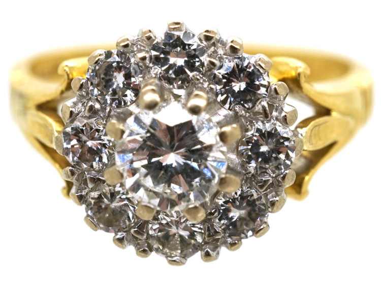 18ct Yellow & White Gold, Diamond Daisy Cluster Ring