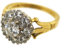 18ct Yellow & White Gold, Diamond Daisy Cluster Ring