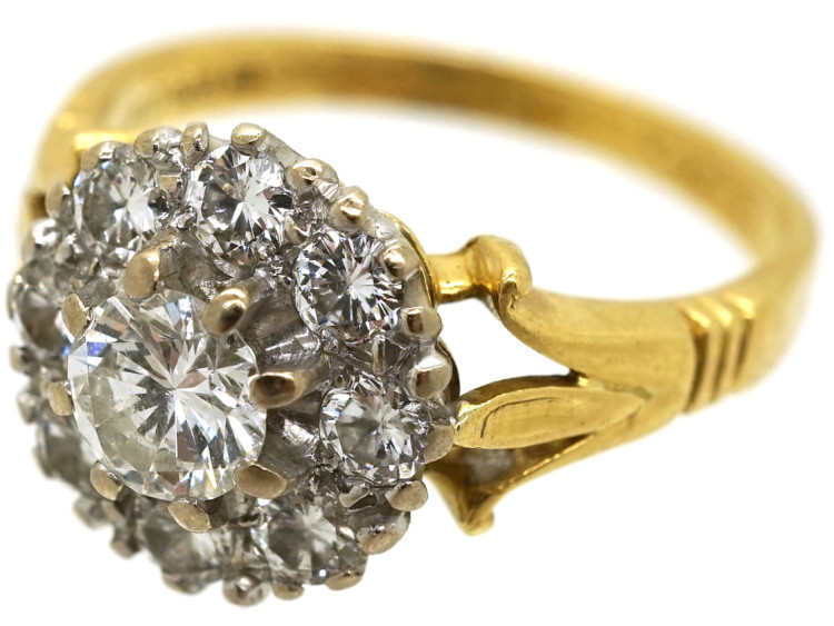 18ct Yellow & White Gold, Diamond Daisy Cluster Ring