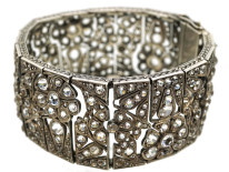 Art Deco Wide Silver & Paste Bracelet