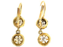 18ct Gold Two Stone Diamond Drop Diamond Earrings