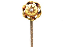 Victorian 15ct Gold &Diamond Round Tie Pin