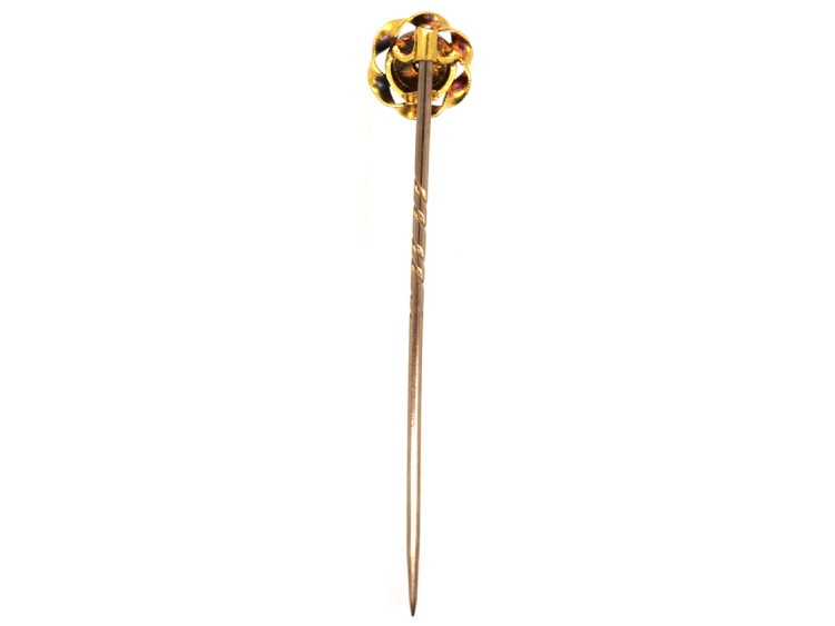 Victorian 15ct Gold &Diamond Round Tie Pin