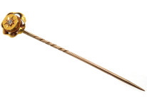 Victorian 15ct Gold &Diamond Round Tie Pin